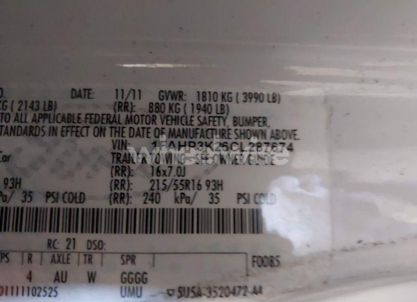 Photo 9 of 2012 Ford Focus SE (VIN 1FAHP3K26CL287674)