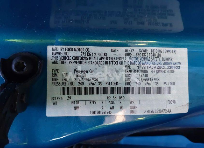 Photo 9 of 2012 Ford Focus SE (VIN 1FAHP3K26CL336923)