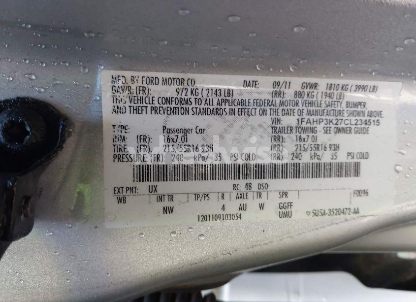 Photo 9 of 2012 Ford Focus SE (VIN 1FAHP3K27CL234515)