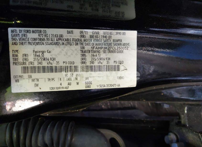 Photo 9 of 2012 Ford Focus SE (VIN 1FAHP3K27CL250052)