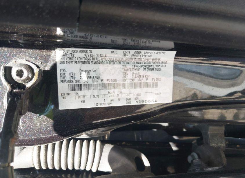 Photo 9 of 2012 Ford Focus SE (VIN 1FAHP3K28CL301963)