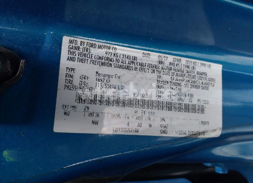 Photo 9 of 2012 Ford Focus SE (VIN 1FAHP3K28CL430012)