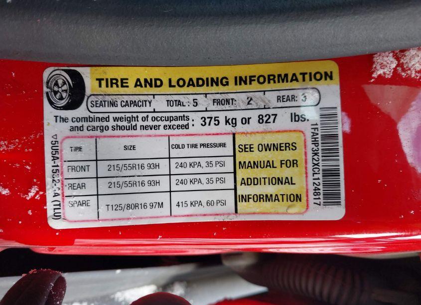 Photo 9 of 2012 Ford Focus SE (VIN 1FAHP3K2XCL124817)