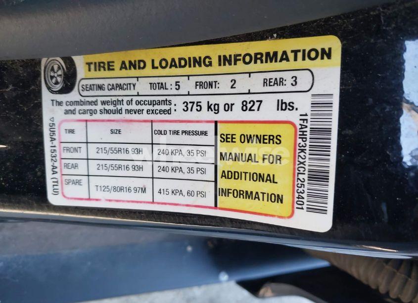 Photo 9 of 2012 Ford Focus SE (VIN 1FAHP3K2XCL253401)