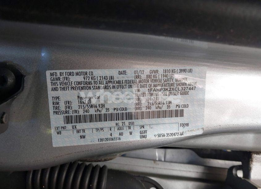 Photo 9 of 2012 Ford Focus SE (VIN 1FAHP3K2XCL327447)