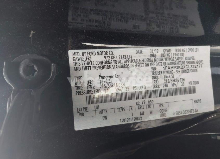 Photo 9 of 2012 Ford Focus SE (VIN 1FAHP3K2XCL332177)