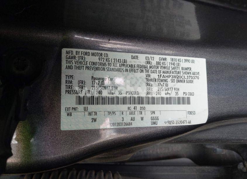 Photo 9 of 2012 Ford Focus SEL (VIN 1FAHP3M20CL370370)