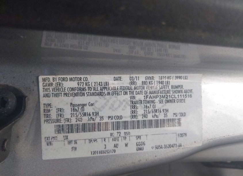 Photo 9 of 2012 Ford Focus SEL (VIN 1FAHP3M21CL111516)