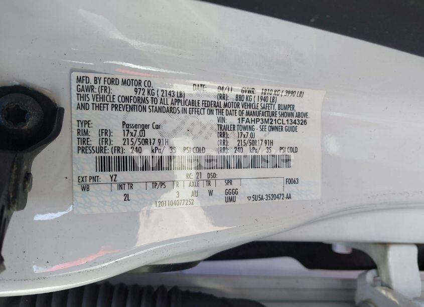 Photo 9 of 2012 Ford Focus SEL (VIN 1FAHP3M21CL134326)