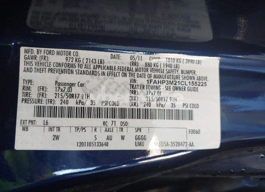 Photo 9 of 2012 Ford Focus SEL (VIN 1FAHP3M21CL155225)