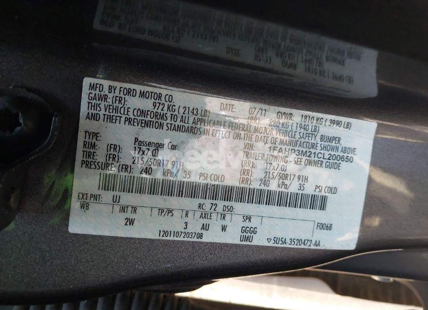 Photo 9 of 2012 Ford Focus SEL (VIN 1FAHP3M21CL200650)