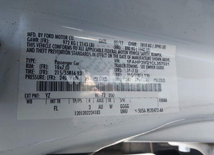 Photo 9 of 2012 Ford Focus SEL (VIN 1FAHP3M21CL357031)