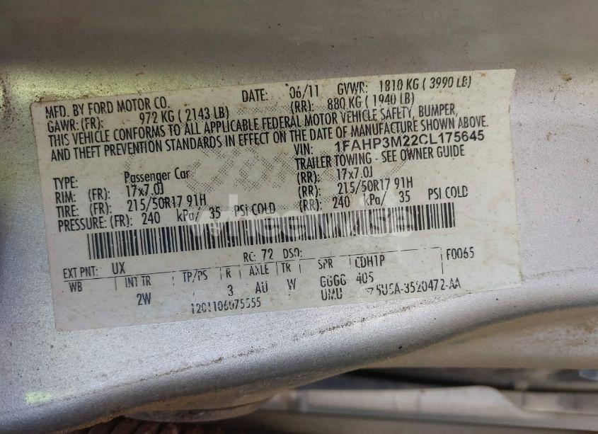 Photo 9 of 2012 Ford Focus SEL (VIN 1FAHP3M22CL175645)