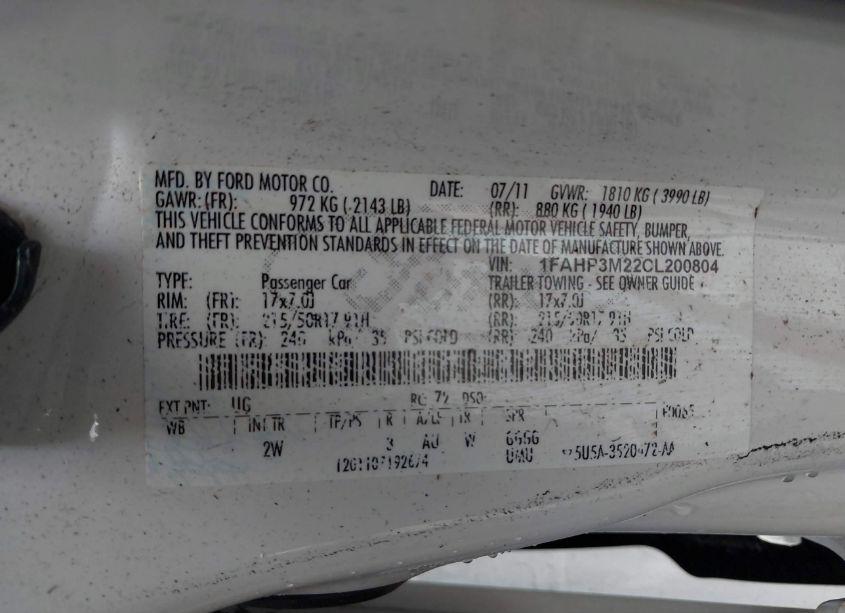 Photo 9 of 2012 Ford Focus SEL (VIN 1FAHP3M22CL200804)