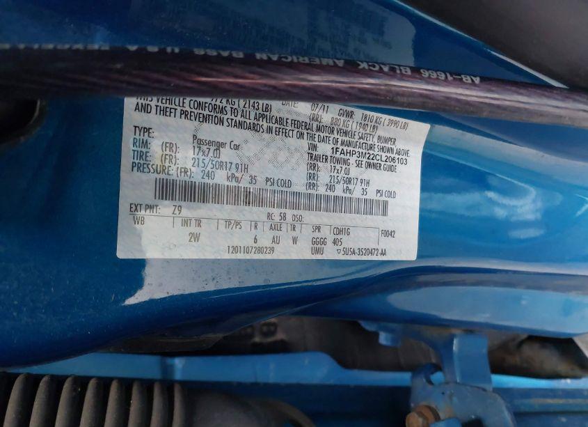 Photo 9 of 2012 Ford Focus SEL (VIN 1FAHP3M22CL206103)