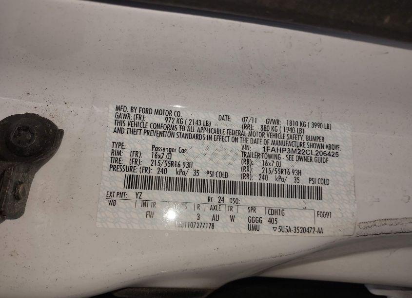 Photo 9 of 2012 Ford Focus SEL (VIN 1FAHP3M22CL206425)