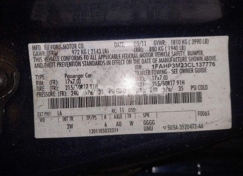 Photo 9 of 2012 Ford Focus SEL (VIN 1FAHP3M23CL137776)