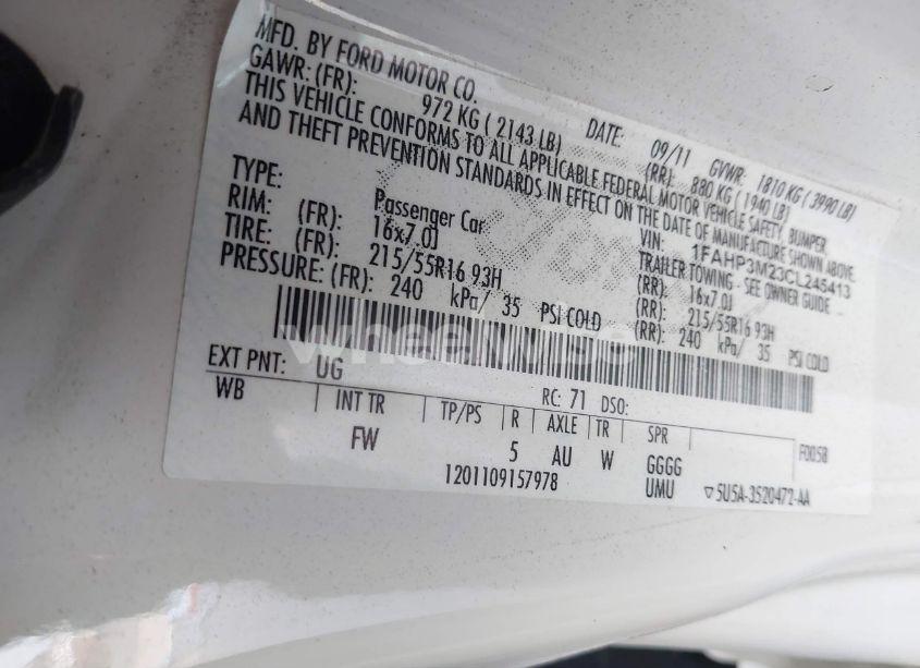 Photo 9 of 2012 Ford Focus SEL (VIN 1FAHP3M23CL245413)