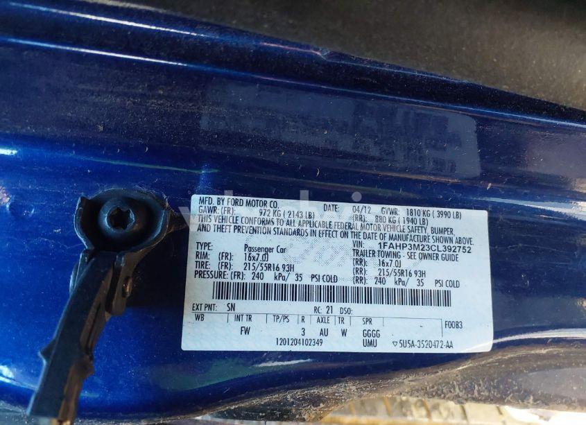 Photo 9 of 2012 Ford Focus SEL (VIN 1FAHP3M23CL392752)