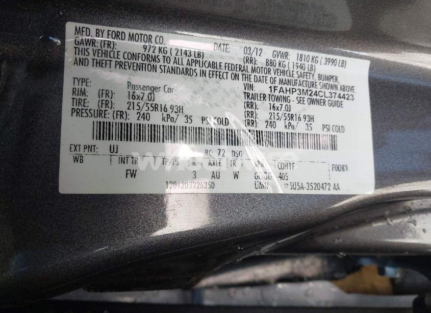 Photo 9 of 2012 Ford Focus SEL (VIN 1FAHP3M24CL374423)