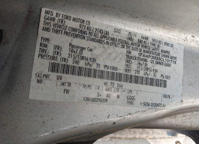 Photo 9 of 2012 Ford Focus SEL (VIN 1FAHP3M25CL131719)