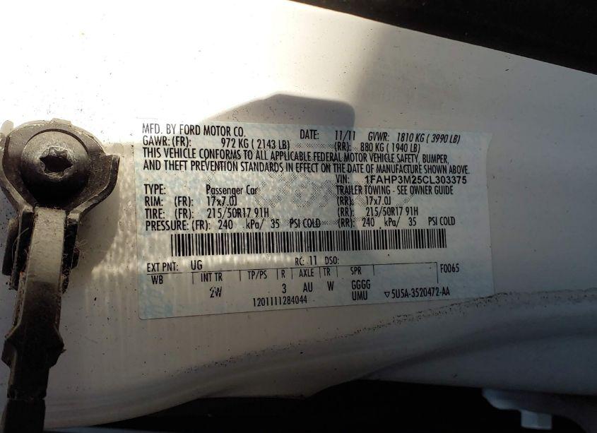 Photo 9 of 2012 Ford Focus SEL (VIN 1FAHP3M25CL303375)