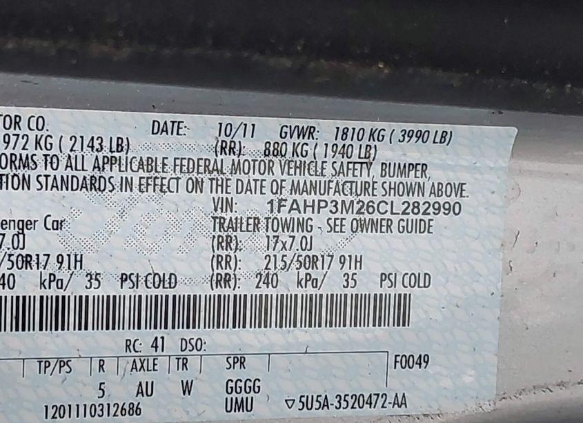 Photo 9 of 2012 Ford Focus SEL (VIN 1FAHP3M26CL282990)