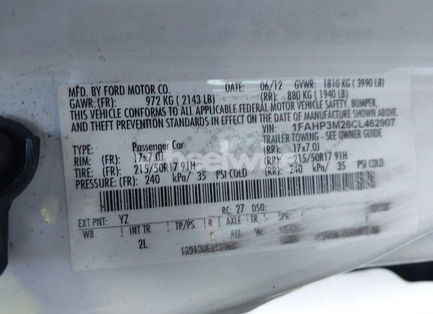 Photo 9 of 2012 Ford Focus SEL (VIN 1FAHP3M26CL462907)