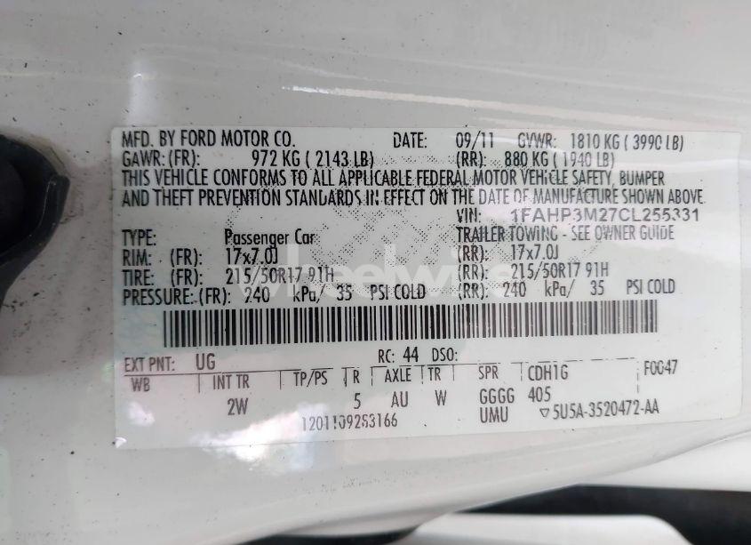 Photo 9 of 2012 Ford Focus SEL (VIN 1FAHP3M27CL255331)