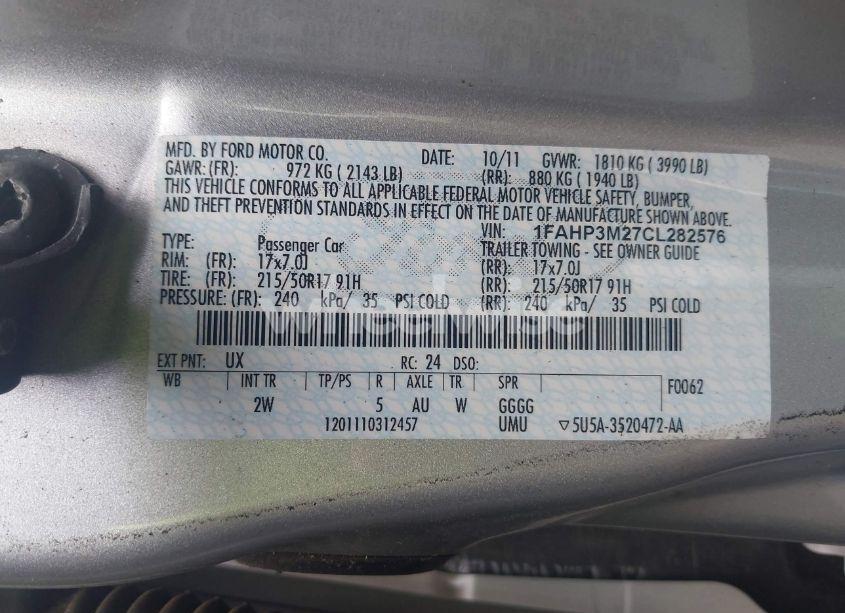 Photo 9 of 2012 Ford Focus SEL (VIN 1FAHP3M27CL282576)