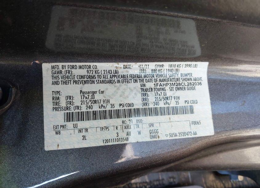 Photo 9 of 2012 Ford Focus SEL (VIN 1FAHP3M28CL282036)