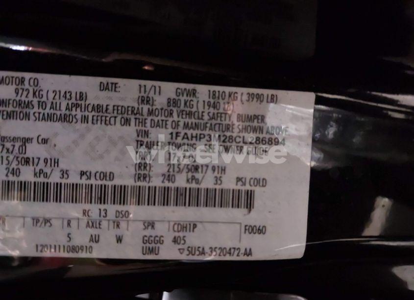 Photo 9 of 2012 Ford Focus SEL (VIN 1FAHP3M28CL286894)