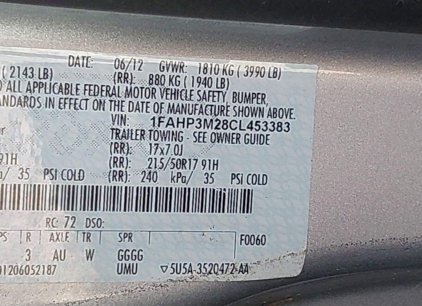 Photo 9 of 2012 Ford Focus SEL (VIN 1FAHP3M28CL453383)