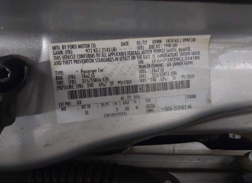 Photo 9 of 2012 Ford Focus SEL (VIN 1FAHP3M29CL334189)