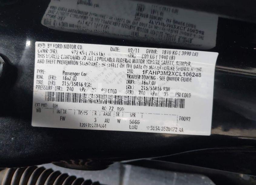 Photo 9 of 2012 Ford Focus SEL (VIN 1FAHP3M2XCL106248)