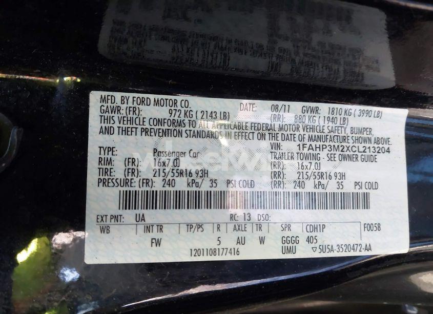 Photo 9 of 2012 Ford Focus SEL (VIN 1FAHP3M2XCL213204)