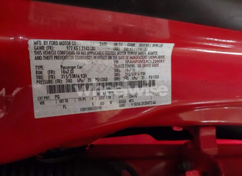 Photo 9 of 2012 Ford Focus SEL (VIN 1FAHP3M2XCL226051)