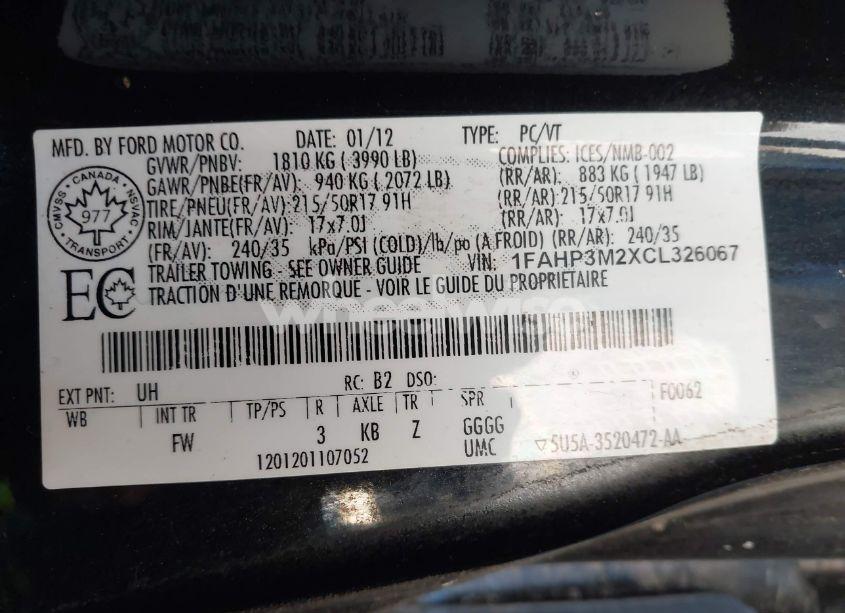 Photo 9 of 2012 Ford Focus SEL (VIN 1FAHP3M2XCL326067)