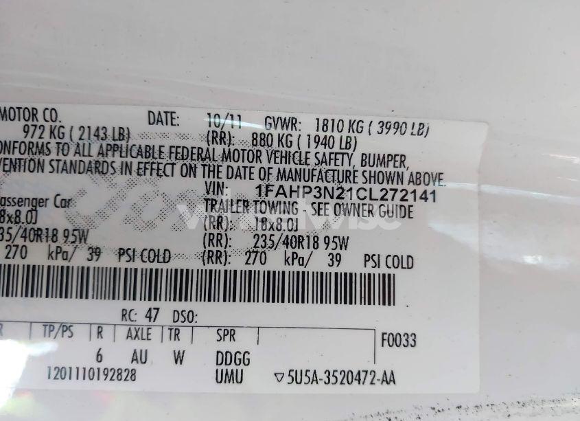 Photo 9 of 2012 Ford Focus TITANIUM (VIN 1FAHP3N21CL272141)