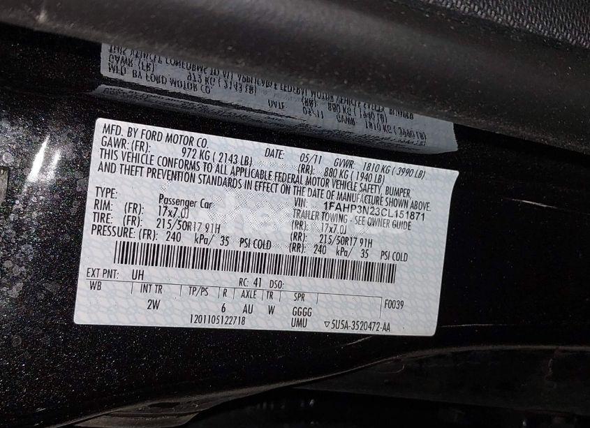 Photo 9 of 2012 Ford Focus TITANIUM (VIN 1FAHP3N23CL151871)