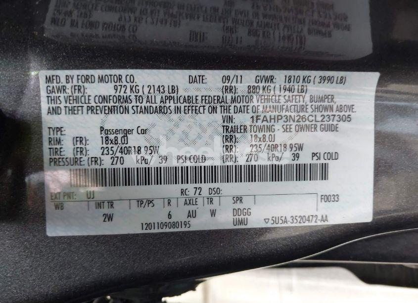 Photo 9 of 2012 Ford Focus TITANIUM (VIN 1FAHP3N26CL237305)