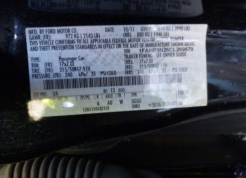Photo 9 of 2012 Ford Focus TITANIUM (VIN 1FAHP3N26CL269879)