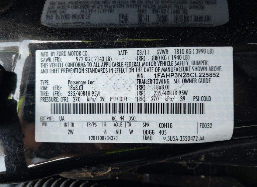 Photo 9 of 2012 Ford Focus TITANIUM (VIN 1FAHP3N28CL225852)