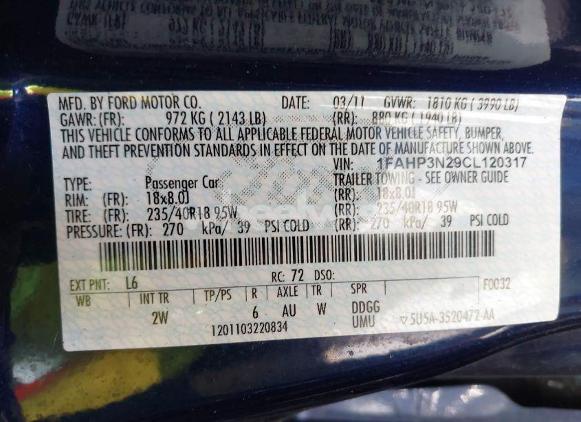 Photo 9 of 2012 Ford Focus TITANIUM (VIN 1FAHP3N29CL120317)