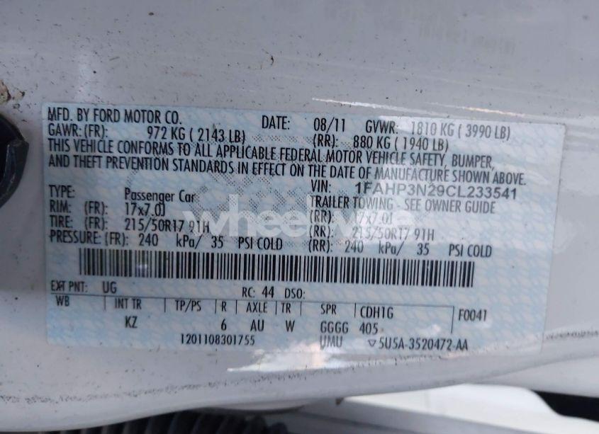 Photo 9 of 2012 Ford Focus TITANIUM (VIN 1FAHP3N29CL233541)