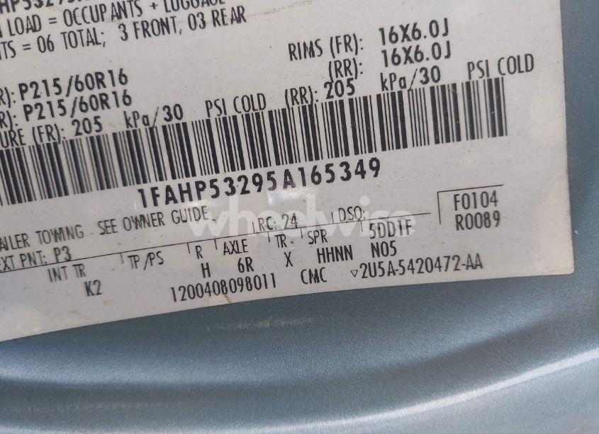 Photo 9 of 2005 Ford Taurus SE (VIN 1FAHP53295A165349)