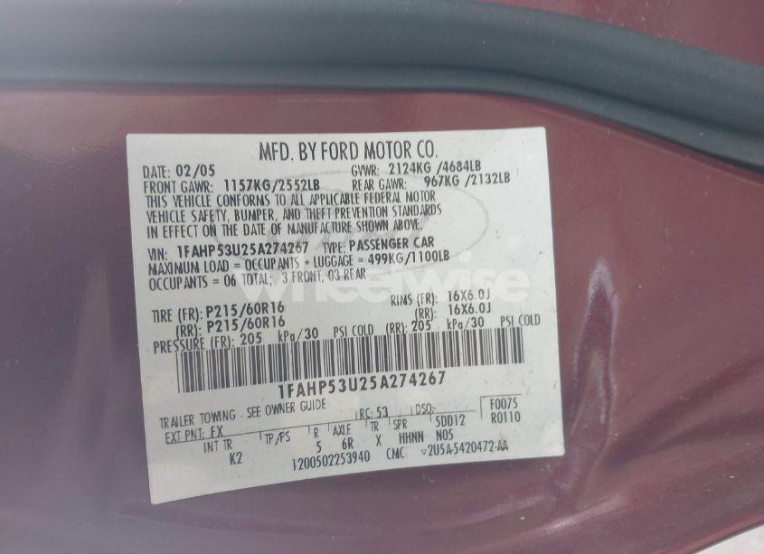 Photo 9 of 2005 Ford Taurus SE (VIN 1FAHP53U25A274267)