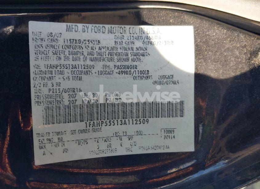 Photo 9 of 2003 Ford Taurus SES (VIN 1FAHP55S13A112509)