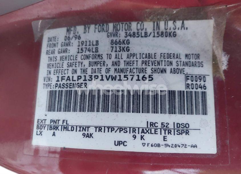 Photo 9 of 1997 Ford Escort LX (VIN 1FALP13P1VW157165)