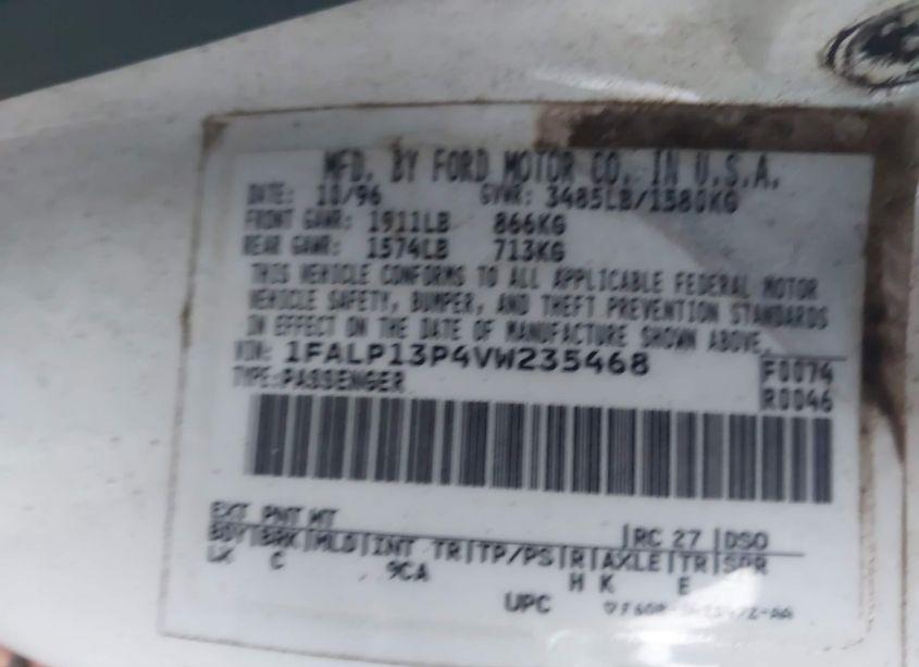 Photo 9 of 1997 Ford Escort LX (VIN 1FALP13P4VW235468)